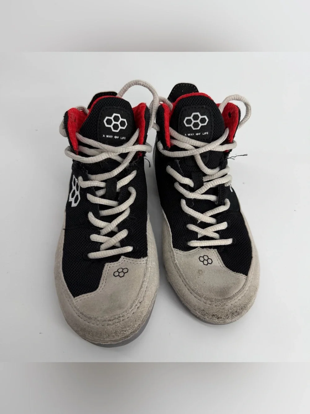 RUDIS Youth Boys Wrestling Shoes Black Grey Red Size 2 Y2 Sneakers